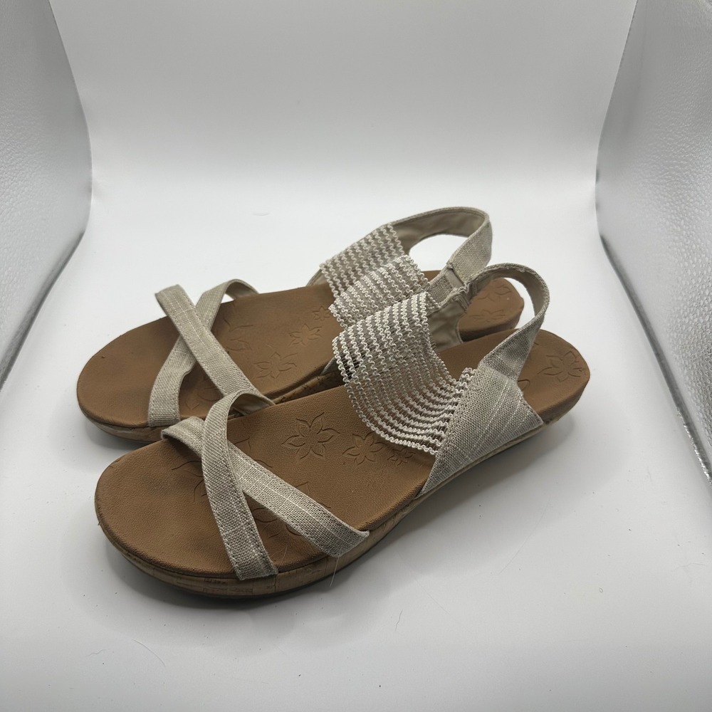 Skechers Luxe Foam Beige Strappy Cork Wedge Sandals Womens Size 8
Wedding